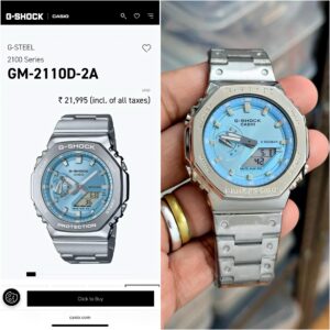 G-Shock GM2110 with silver metal body and bracelet