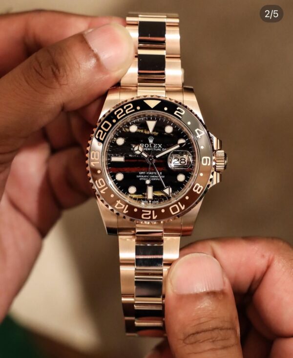 Rolex GMT Master 2 1st Time in with a latest Upgrade, 2025 ever rose edition comes with New 3 Link Stainless Steel bracelet. - Image 4