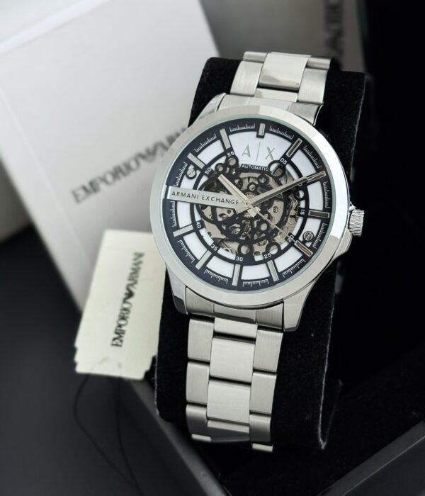 The difference between style and fashion is quality With Armani Exchange With Full silver styling metal strap