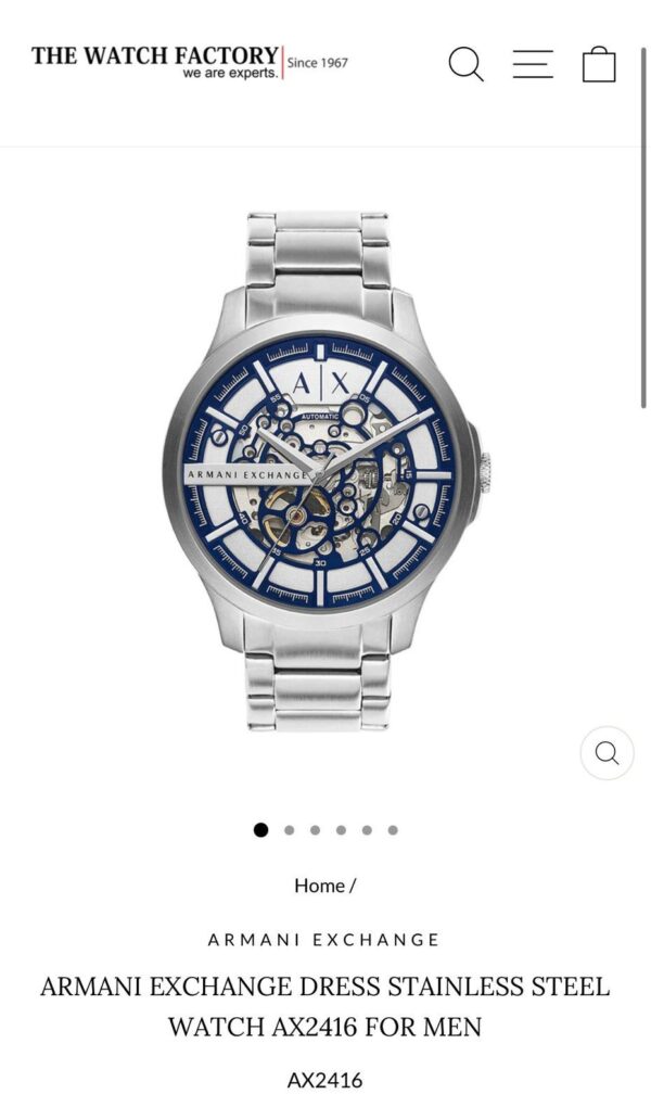 The difference between style and fashion is quality With Armani Exchange With Full silver styling metal strap - Image 2