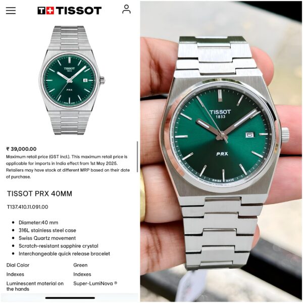 The Tissot PRX is a stylish and modern reinterpretation of a classic design making it a perfect blend of vintage aesthetics and contemporary craftsmanship. ✅ - Image 4