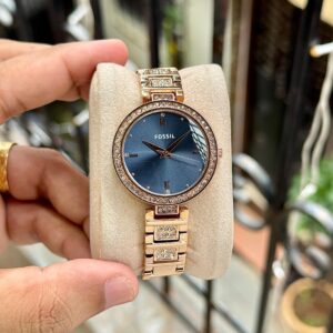OSSIL KARLI – LUXURY ROSE GOLD WITH BLUE DIAL GLAM ✅
