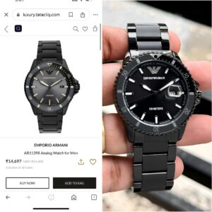 Men's stylish Emporio Armani Black AR11398 wristwatch is the perfect choice for everyday wear. 🤩