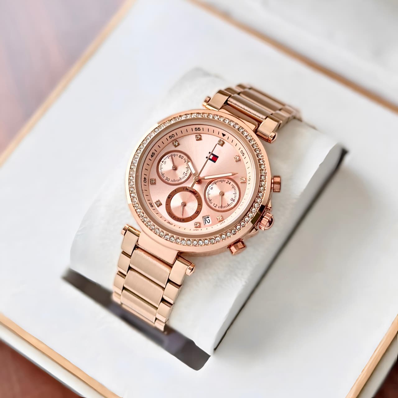 Indulge in elegance with this exquisite Tommy Hilfiger rose-gold ladies’ watch — a true statement piece that effortlessly merges refined design with modern flair. ⌚ - Image 3