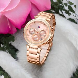 Indulge in elegance with this exquisite Tommy Hilfiger rose-gold ladies’ watch — a true statement piece that effortlessly merges refined design with modern flair. ⌚